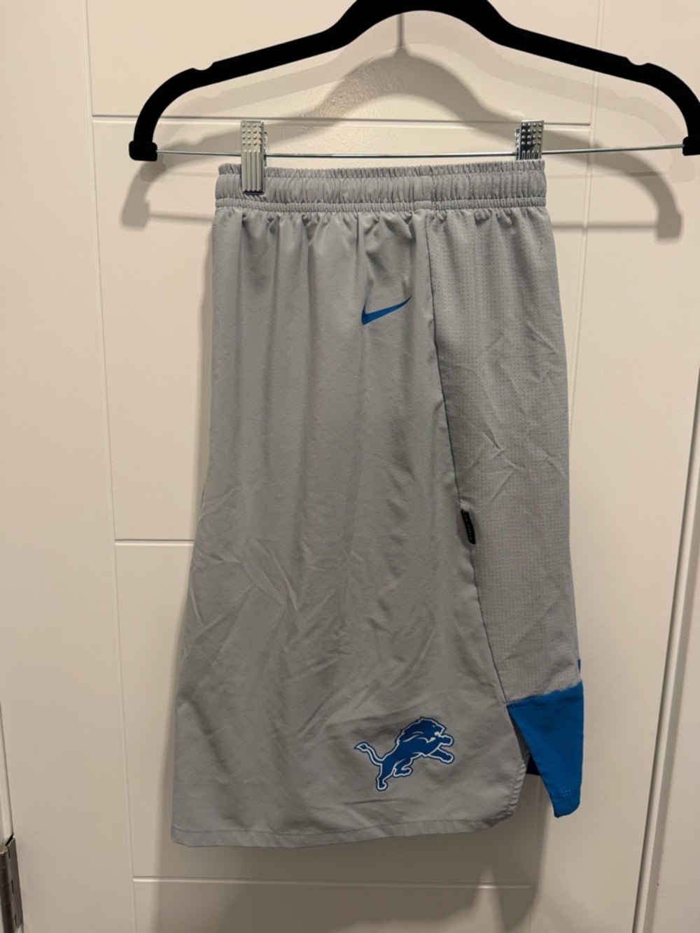 Detroit Lions NFL Dri-FIT Gray Athletic Shorts with White Logos